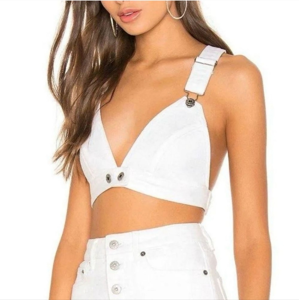 NWT. BB Dakota X REVOLVE Meet Me In VIP Denim Overall Bustier Top, Women’s XS